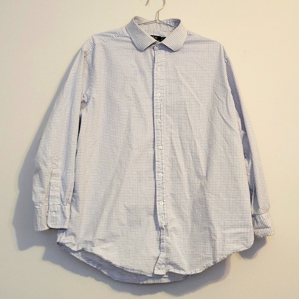 Polo Ralph Lauren 17.5/ 32/33 Button Down Dress Shirt Purple and Black Accents
